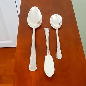 1951 Holmes & Edwards May Queen Pattern Inlaid Silver Flatware Serving Pieces
